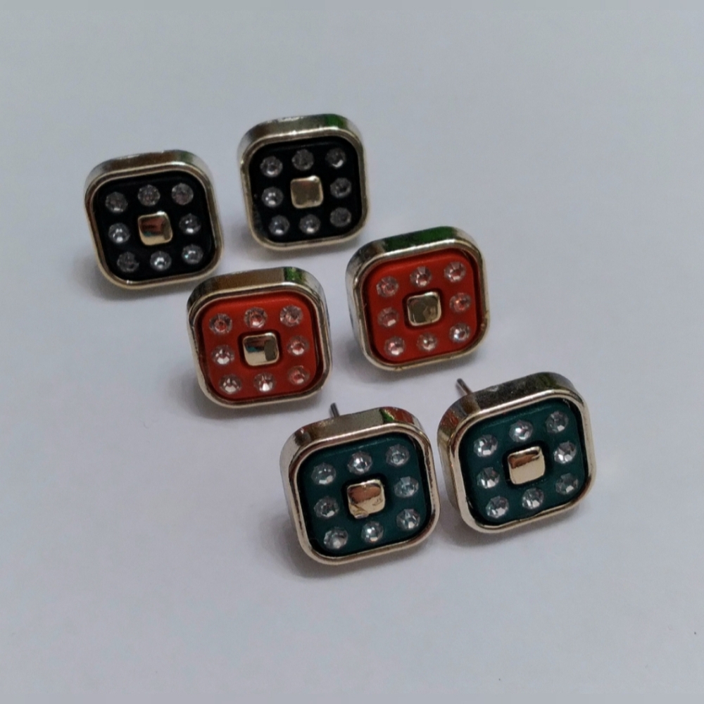 Multicolored Square Earrings Set